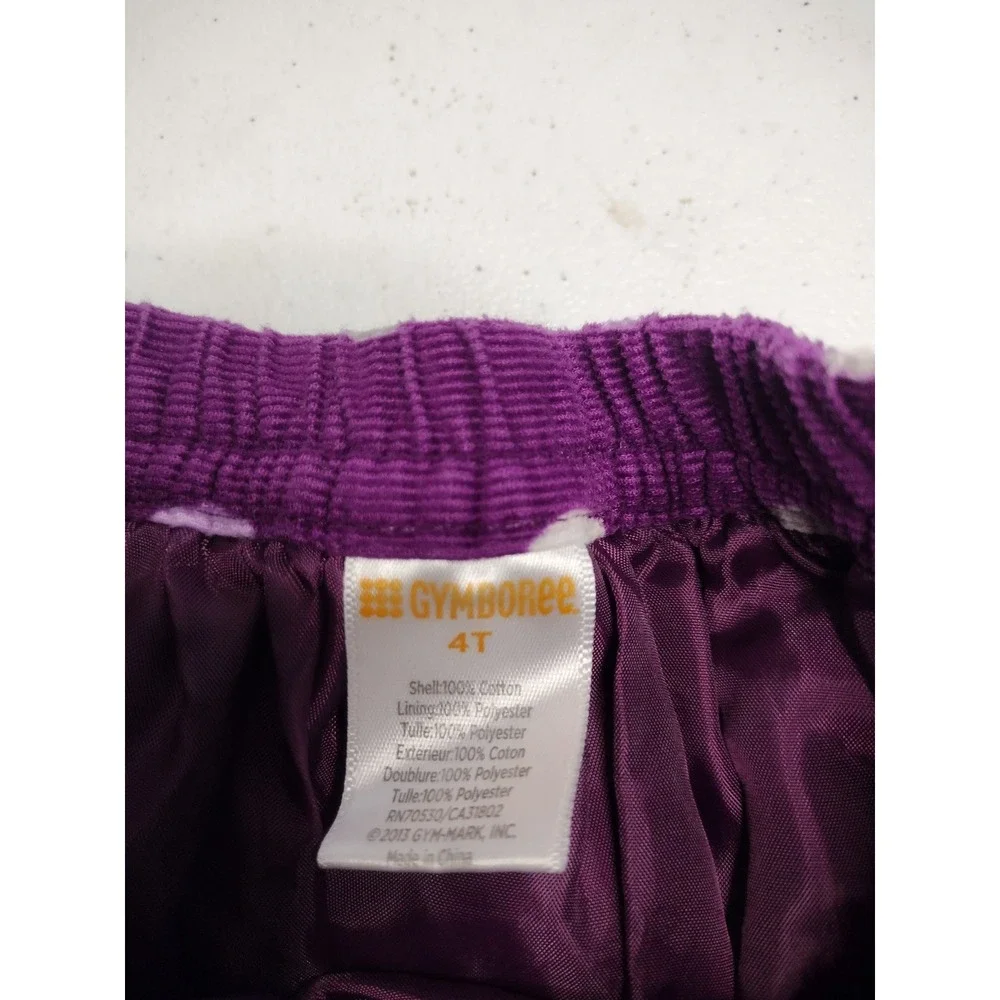 Gymboree Girls 4T Purple Polka Dot Corduroy Skirt Tulle Ruffle Hem Elastic Waist
